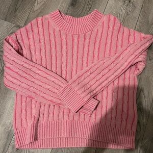 GAP Pink Cable Knit Crew Neck Sweater